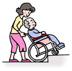 （２）キャスターを上げ、浮かせたキャスターを段に乗せ、後輪を段にくっつける
